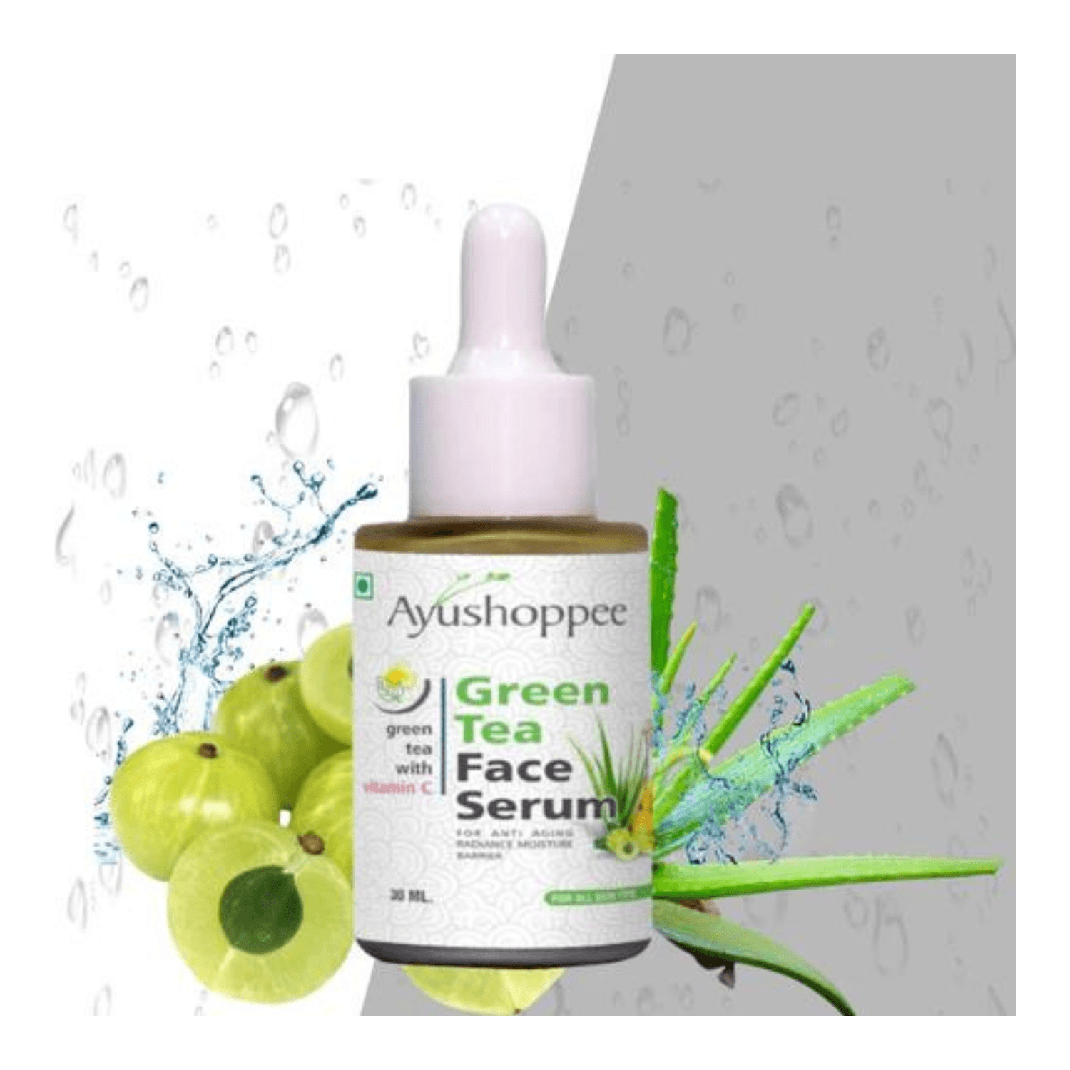 Green Tea Face Serum With Hyaluronic Acid,Tulsi&Gotu Kala